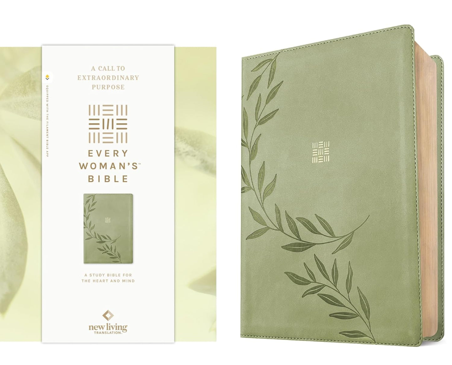NLT Every Woman’s Bible, Filament Enabled (LeatherLike, Olive Branch Green, Red Letter)