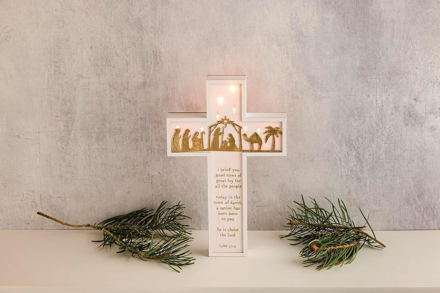 Christmas Light-Up Nativity Cross