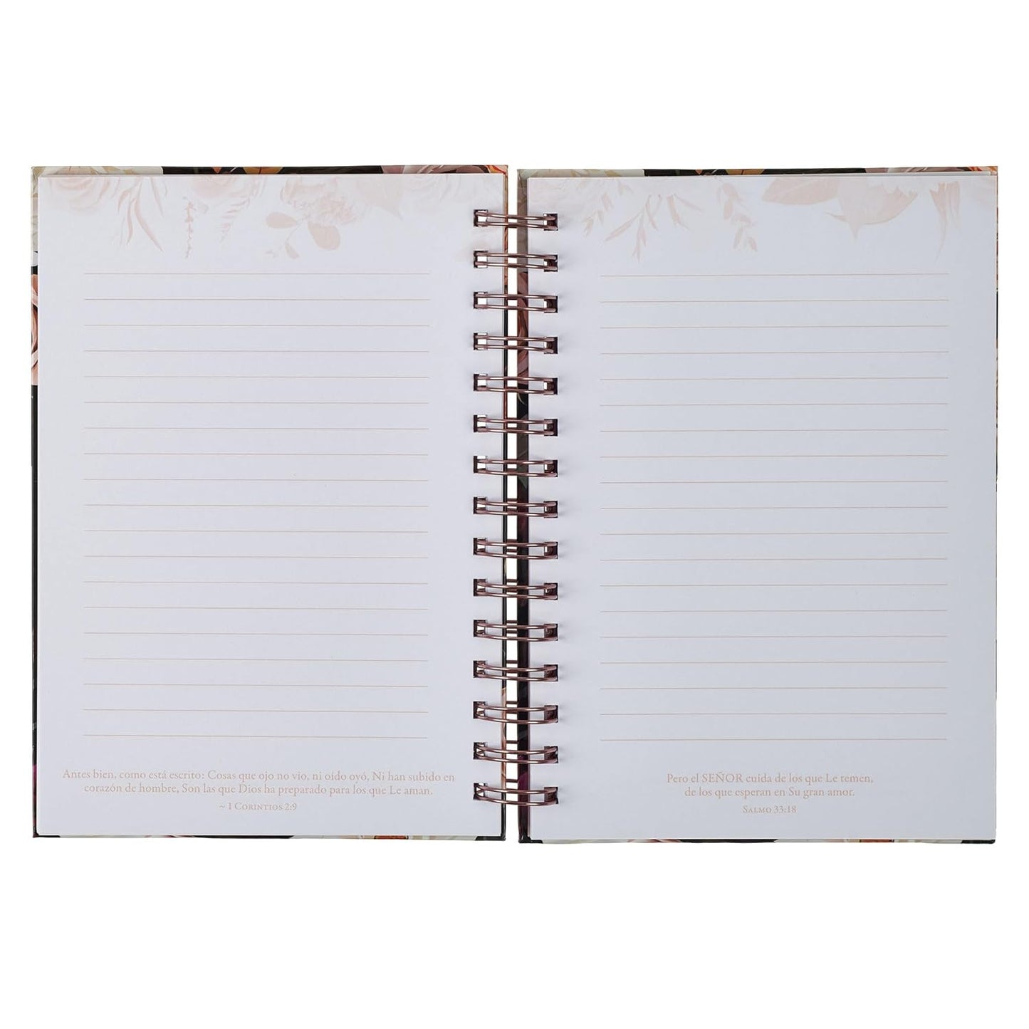 Diario Espiral Negro Floral Fuerte y Valiente Jos. 1:9 (Spanish Edition)