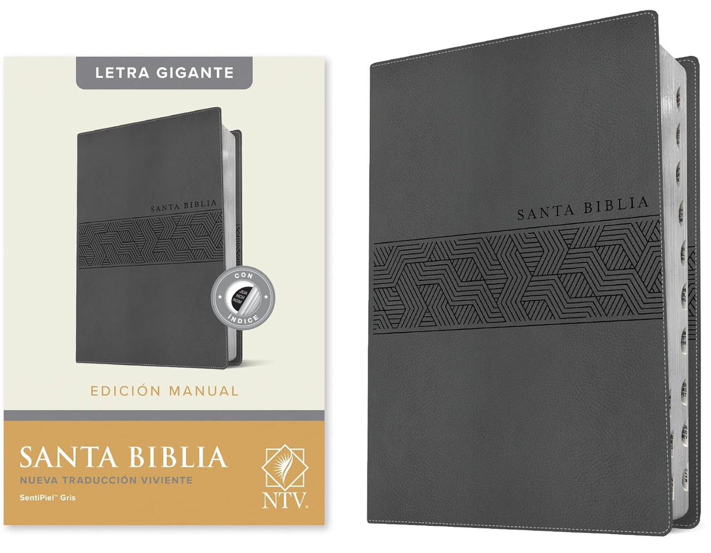 Santa Biblia NTV, Edición manual, letra gigante (SentiPiel, Gris, Índice, Letra Roja) (Spanish Edition)