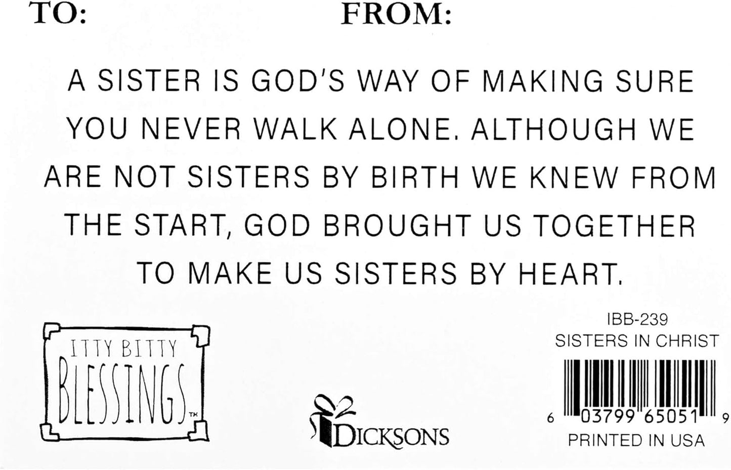 Sisters in Christ Itty Bitty Blessings Card