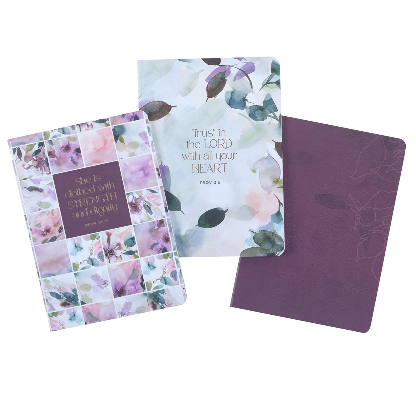 Strength and Dignity Purple Floral Notebook Set