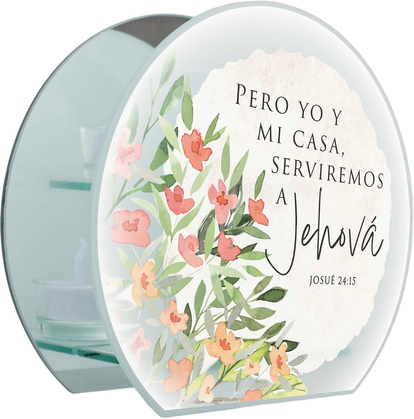 Pero Yo Y Mi Casa, Serviremos A Jehova Frosted Glass Round Tabletop Candle Holder