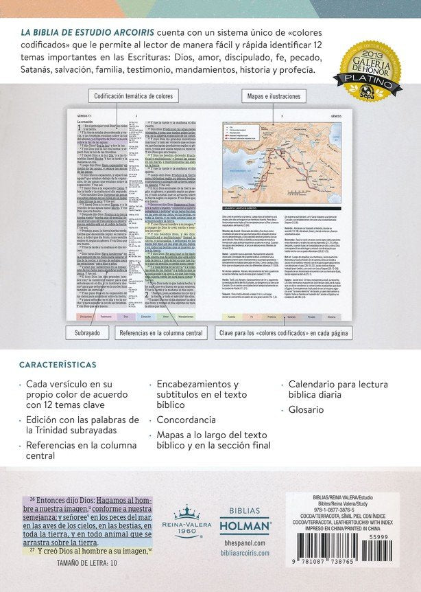 RVR 1960 Biblia de Estudio Arcoiris, cocoa/terracota símil piel con índice (RVR 1960 Rainbow Study Bible--soft leather-look, cocoa/terra cotta (indexed)