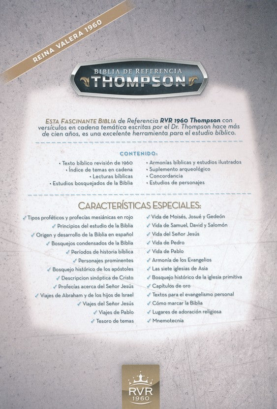 Biblia de referencia Thompson RVR 1960 con Indice, Italian Duo-Tone, Black/ Gray, With Thumb Index