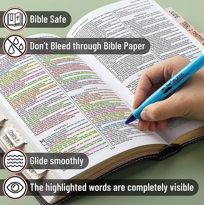 Mr. Pen No Bleed Gel Highlighter - Sharpenable Tip, 8 Pack