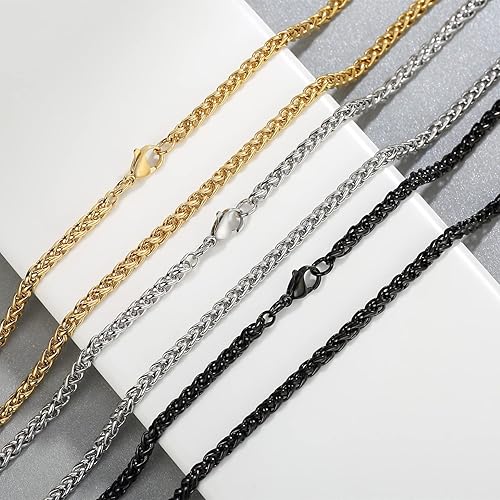 Chain Necklace for Men, 4mm Stainless Steel, 24" Chain
