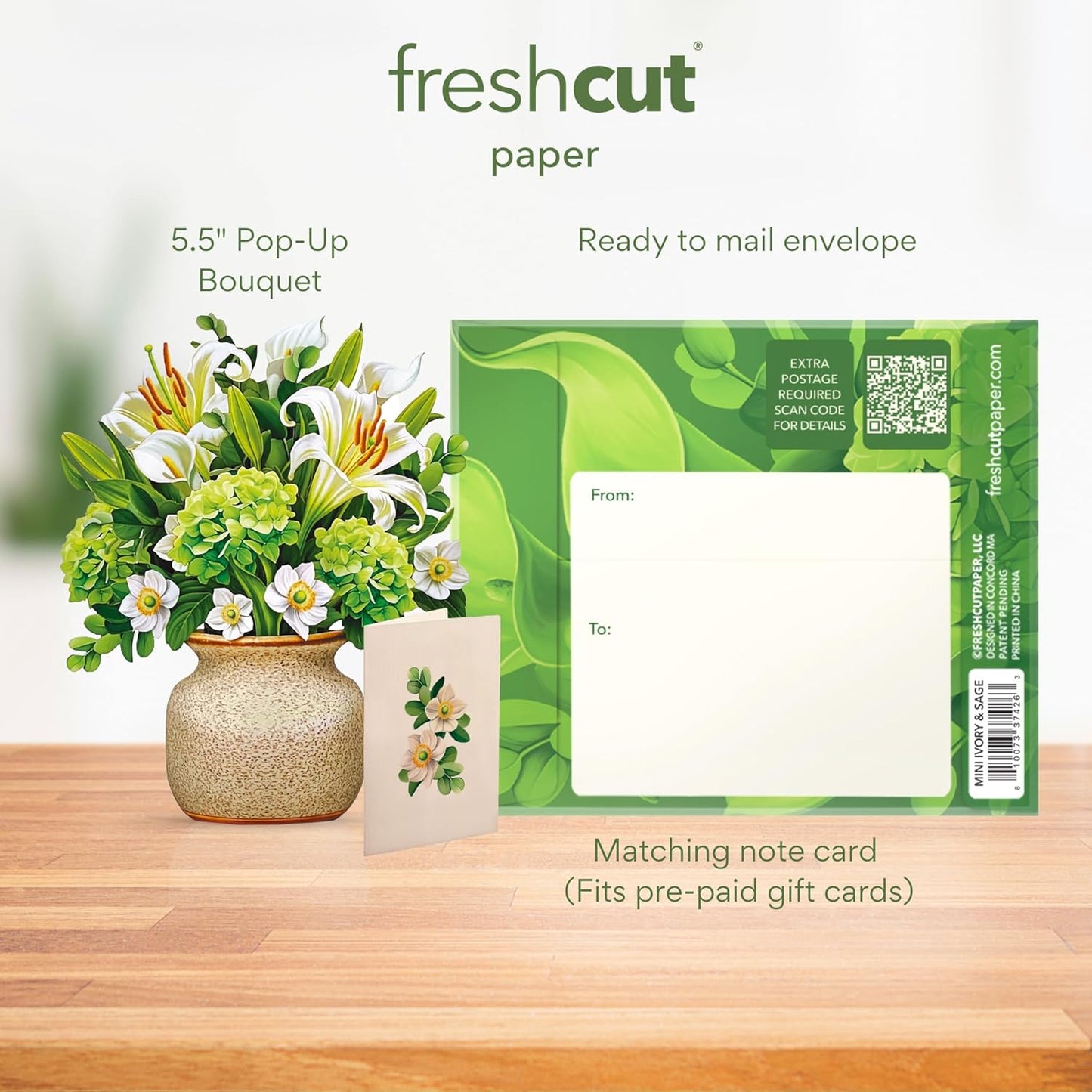 Mini Ivory & Sage Pop-Up Card