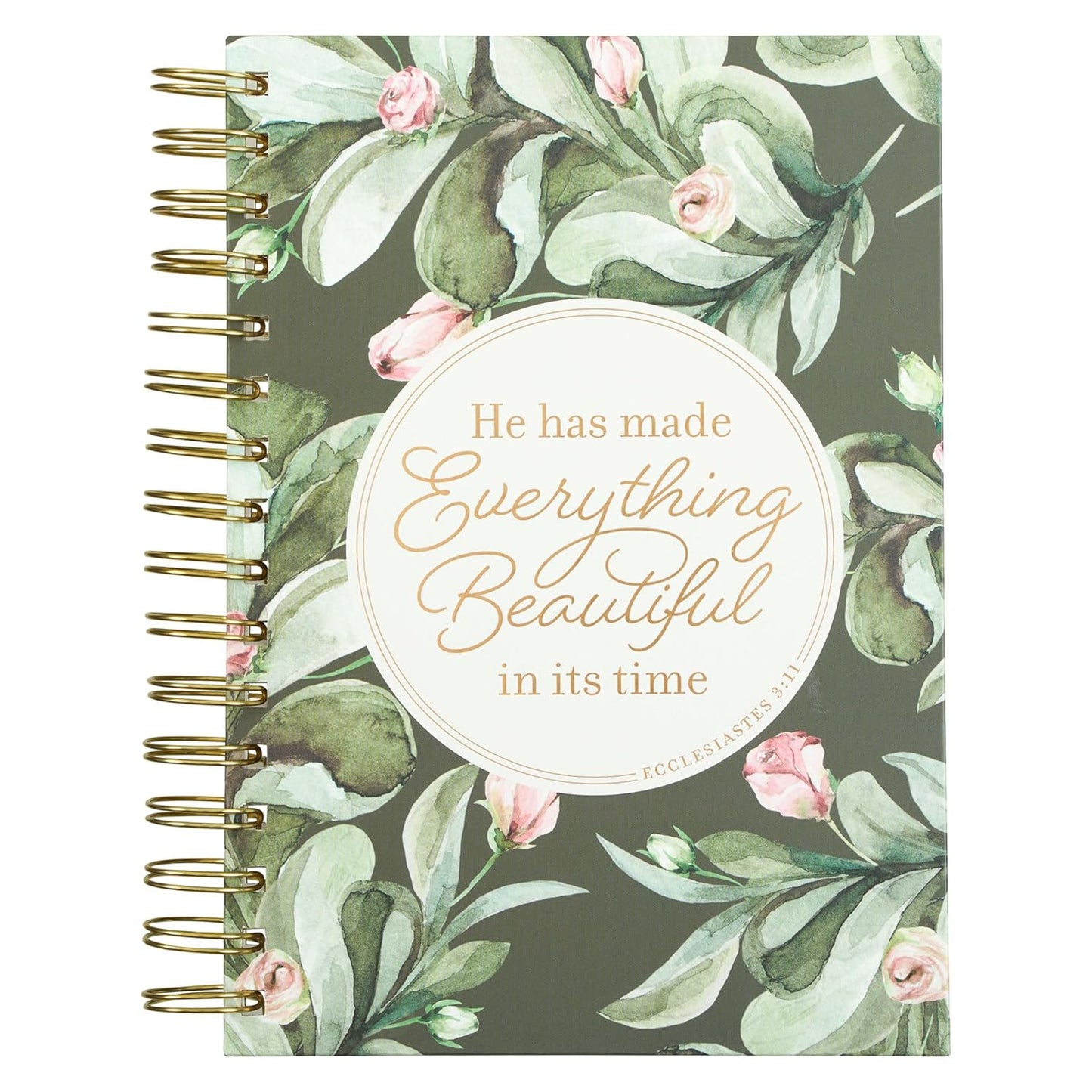 Everything Beautiful Green Wreath Spiral Journal Eccl 3:11