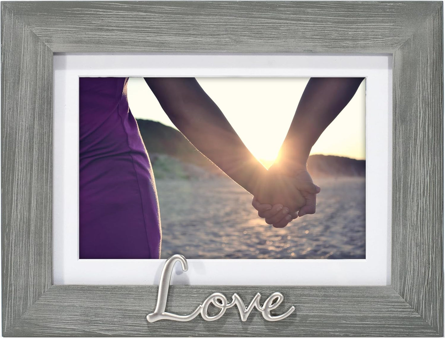 Love Distressed Picture Frame, Gray
