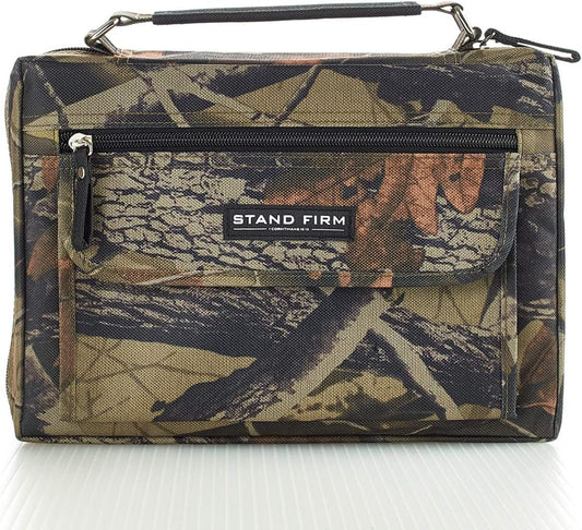 Stand Firm Oak Moss Camo Poly-Canvas Organizer Bible Cover - 1 Corinthians 16:13, Large