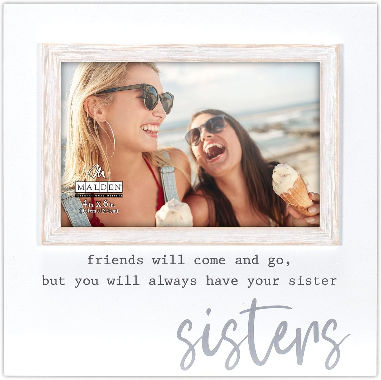 Sisters Rustic Whitewash Picture Frame, 4"x6"