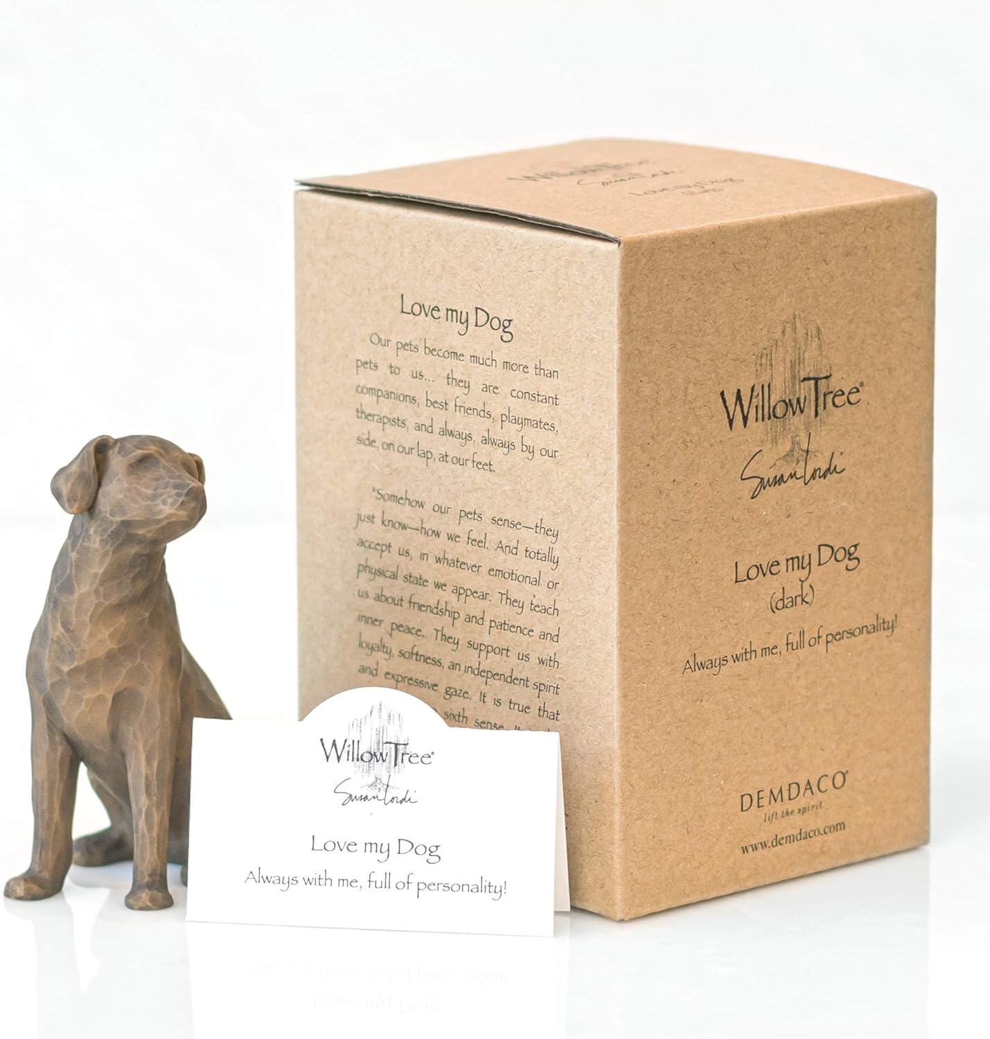 Willow Tree Love My Dog (Dark), Sculpted Hand-Painted Figure