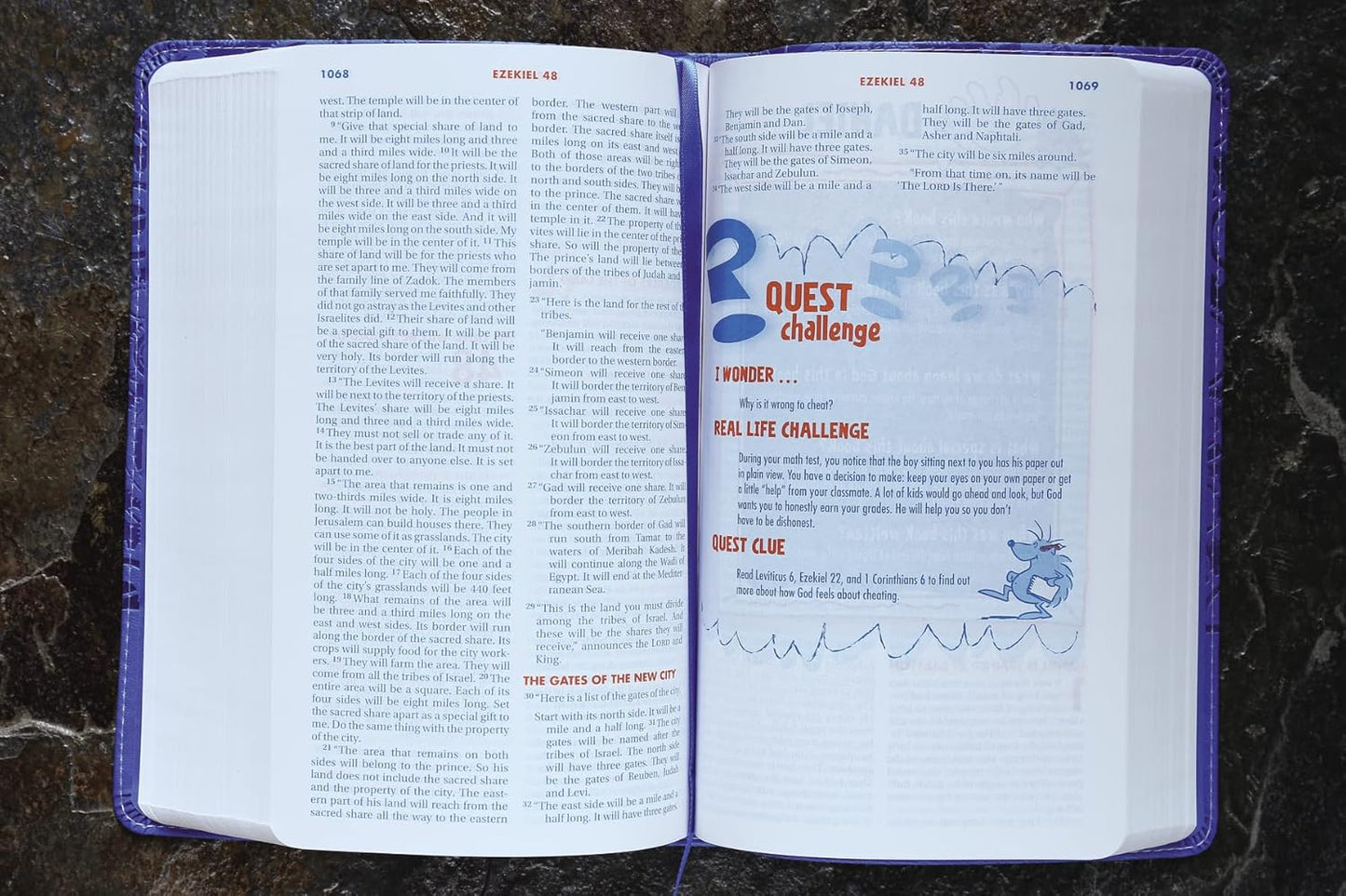 NIrV, Kids' Quest Study Bible, Leathersoft, Blue: Answers to over 500 Questions about the Bible