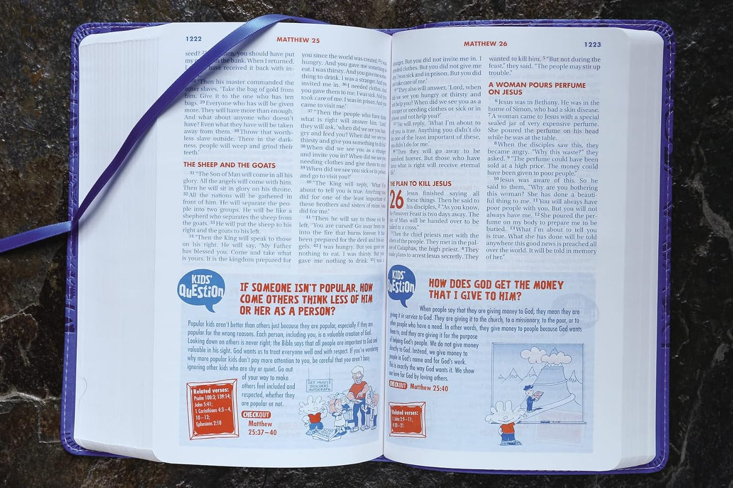 NIrV, Kids' Quest Study Bible, Leathersoft, Blue: Answers to over 500 Questions about the Bible