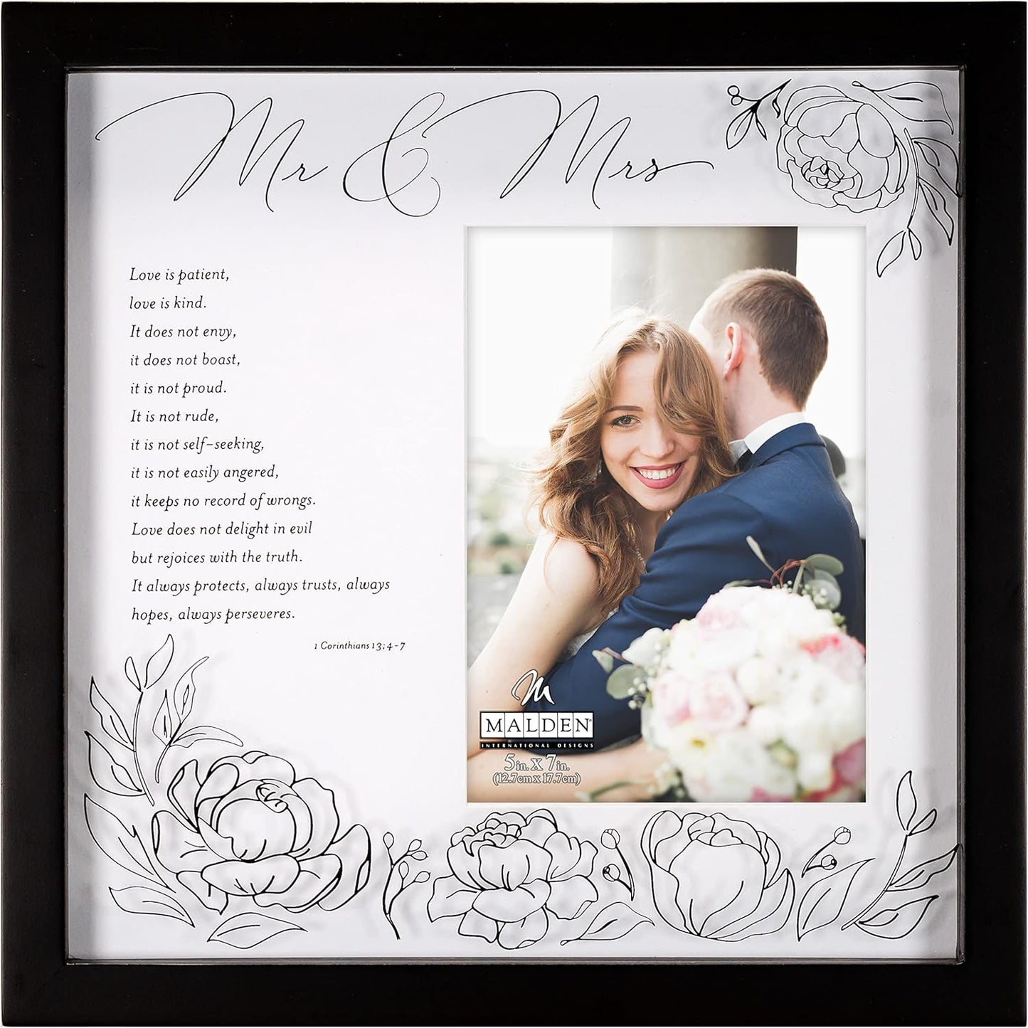 Mr & Mrs Corinthians Matted Shadowbox Frame, 5"x7", Black