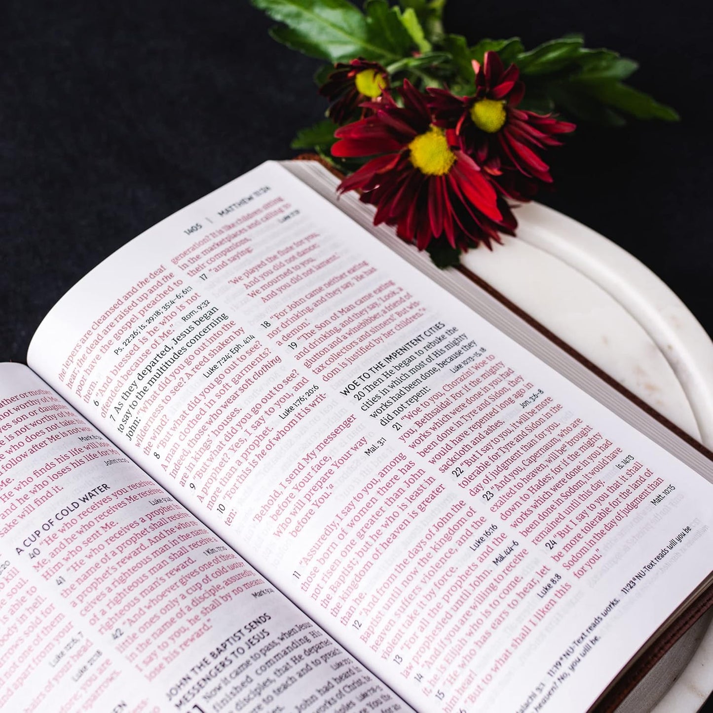 NKJV, End-of-Verse Reference Bible, Personal Size Large Print, Leathersoft, Black, Thumb Indexed, Red Letter, Comfort Print: Holy Bible, New King James Version