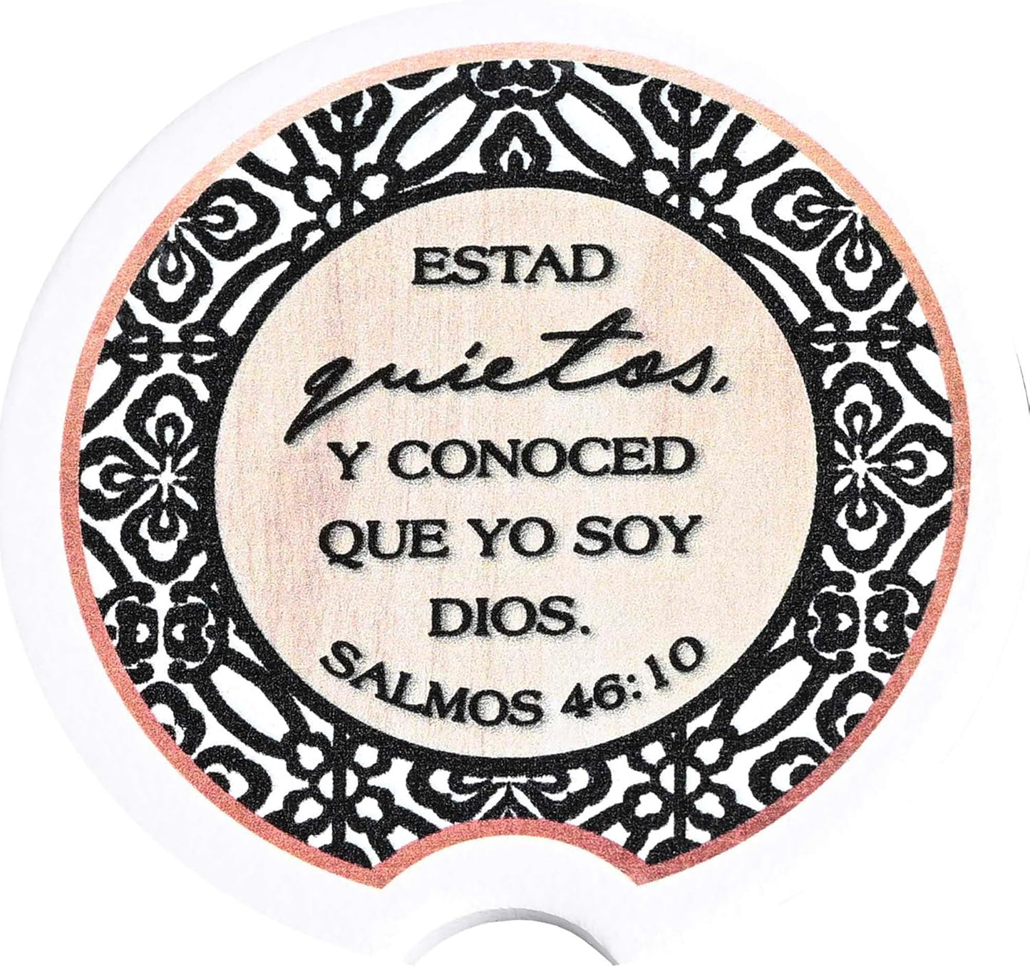 Automotive Car Coaster Accessory for Cup Holder 2.75 x 2.75 Ceramic Spanish Be Still and Know - Set of 2