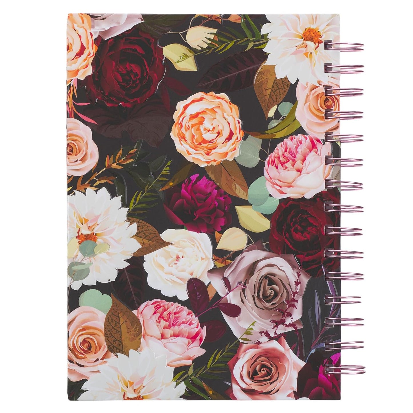 Diario Espiral Negro Floral Fuerte y Valiente Jos. 1:9 (Spanish Edition)