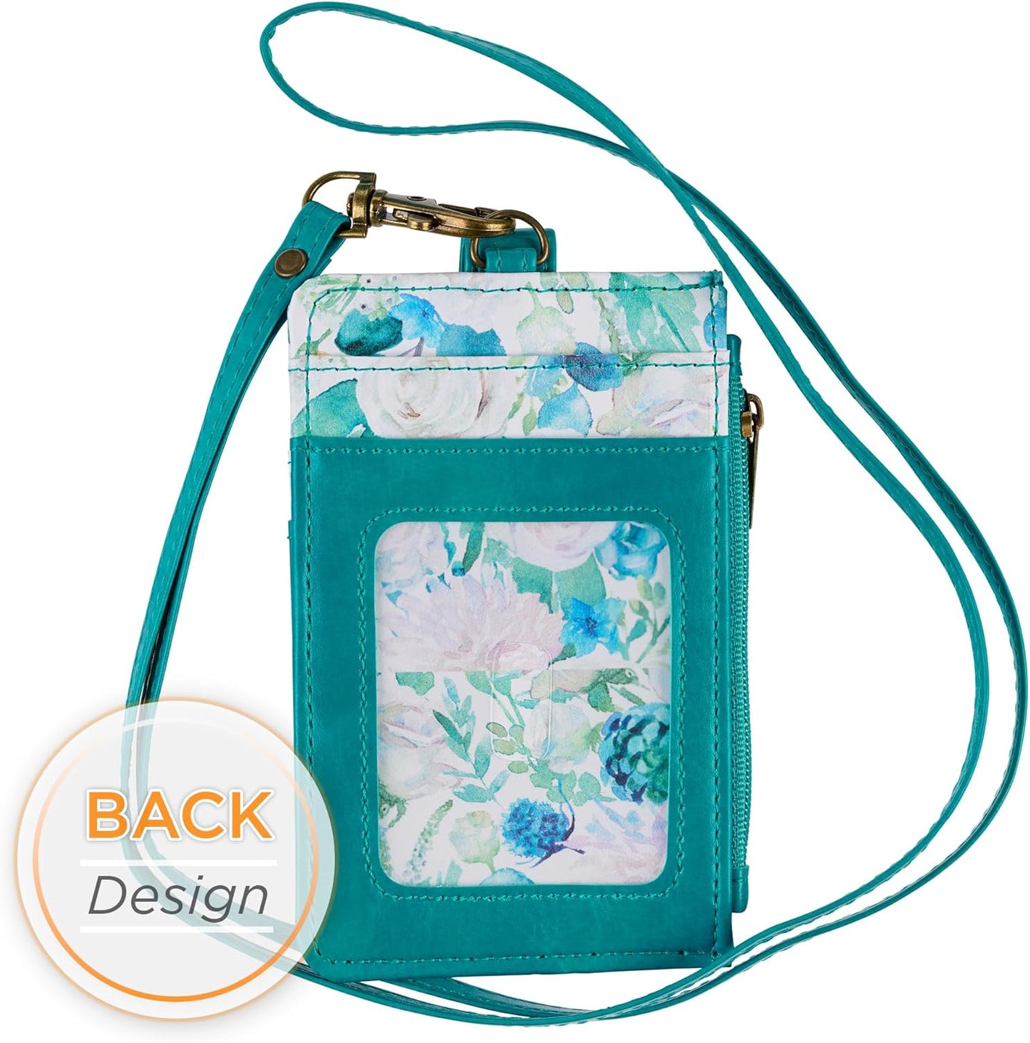 Be Still and Know Floral Teal Faux Leather ID Card Holder