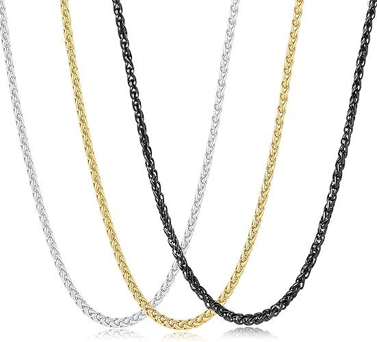 Chain Necklace for Men, 4mm Stainless Steel, 24" Chain