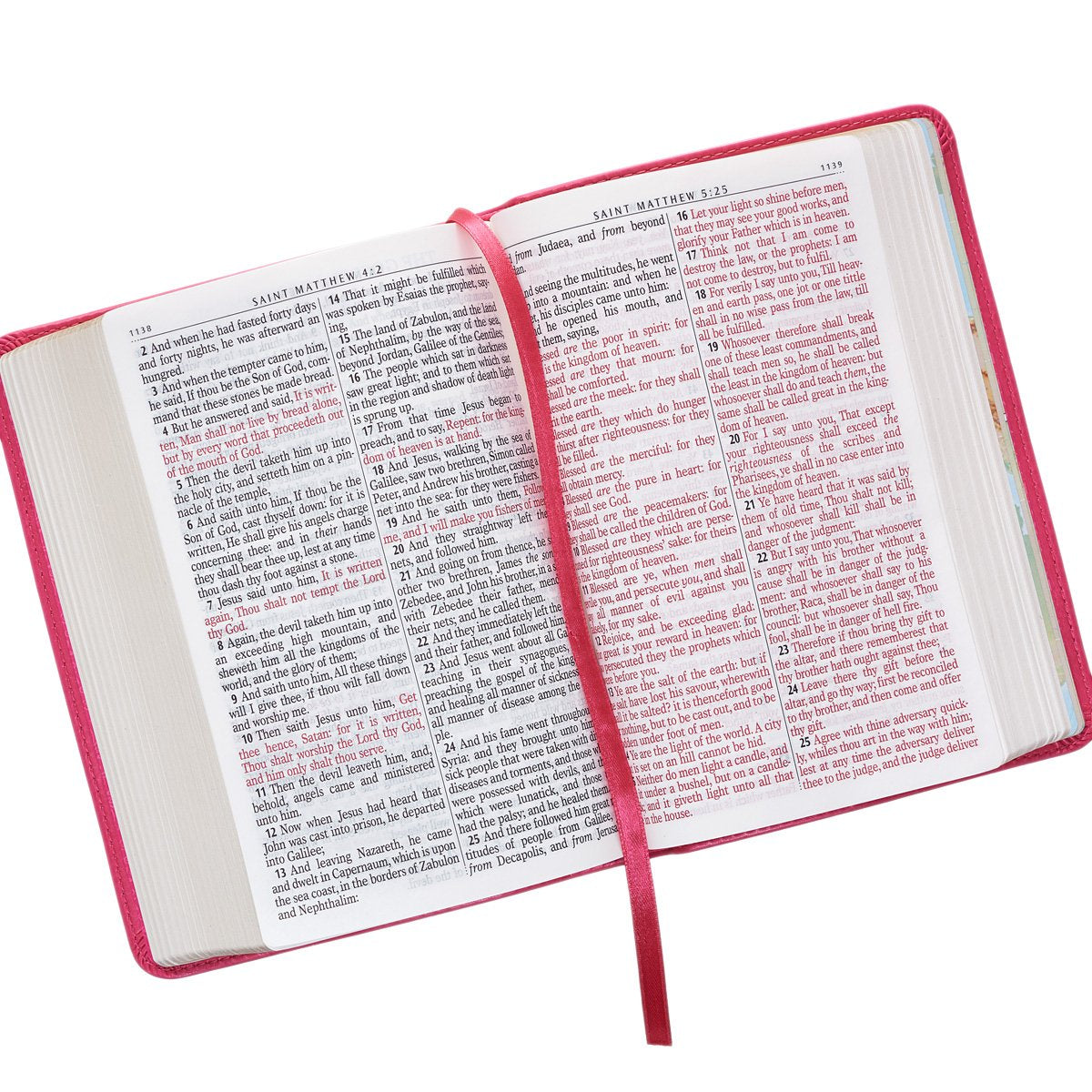 Pink Faux Leather Large Print Compact King James Version Bible