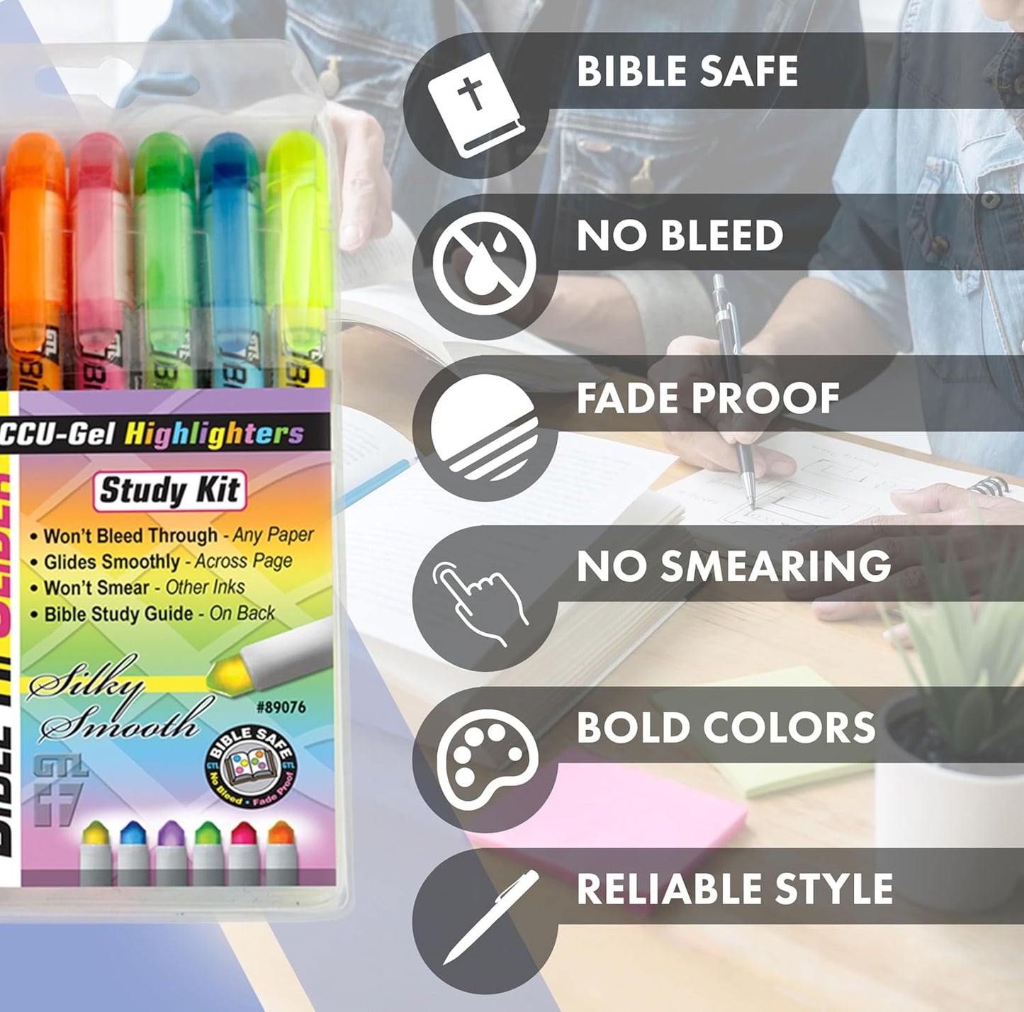 Bible Dry Highlighting Kit | No Bleed Eco-Friendly Refillable Dry Highlighters | No Sharpening | No Smearing or Fading | Yellow, Blue, Pink, Green (Set of 4)