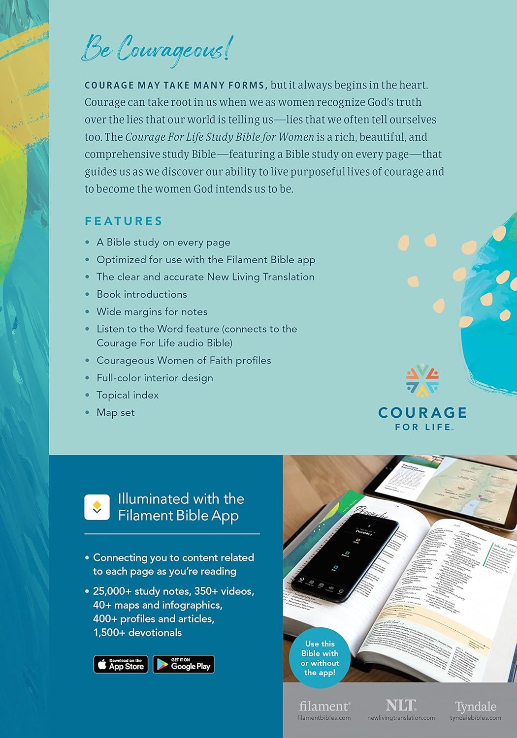 NLT Courage For Life Study Bible for Women, Filament Enabled (Hardcover)