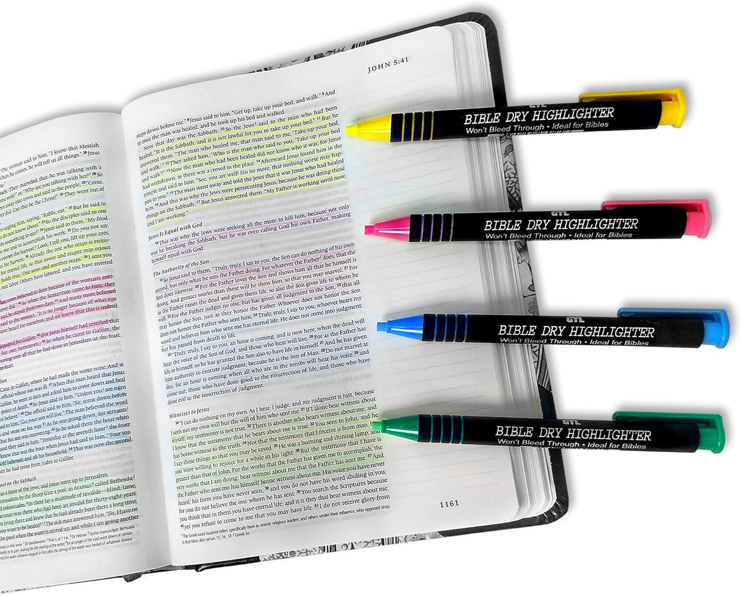 Bible Dry Highlighting Kit | No Bleed Eco-Friendly Refillable Dry Highlighters | No Sharpening | No Smearing or Fading | Yellow, Blue, Pink, Green (Set of 4)