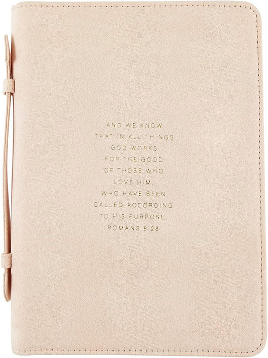 Simply Faith Bible Cover, Peach, Romans 8:28