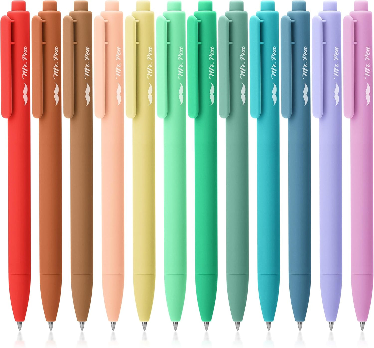 Mr. Pen Retractable Gel Pens, 12 Pack Assorted Colors, Fast Dry Fine Point 0.7mm, Retractable Cute Pens for Journaling