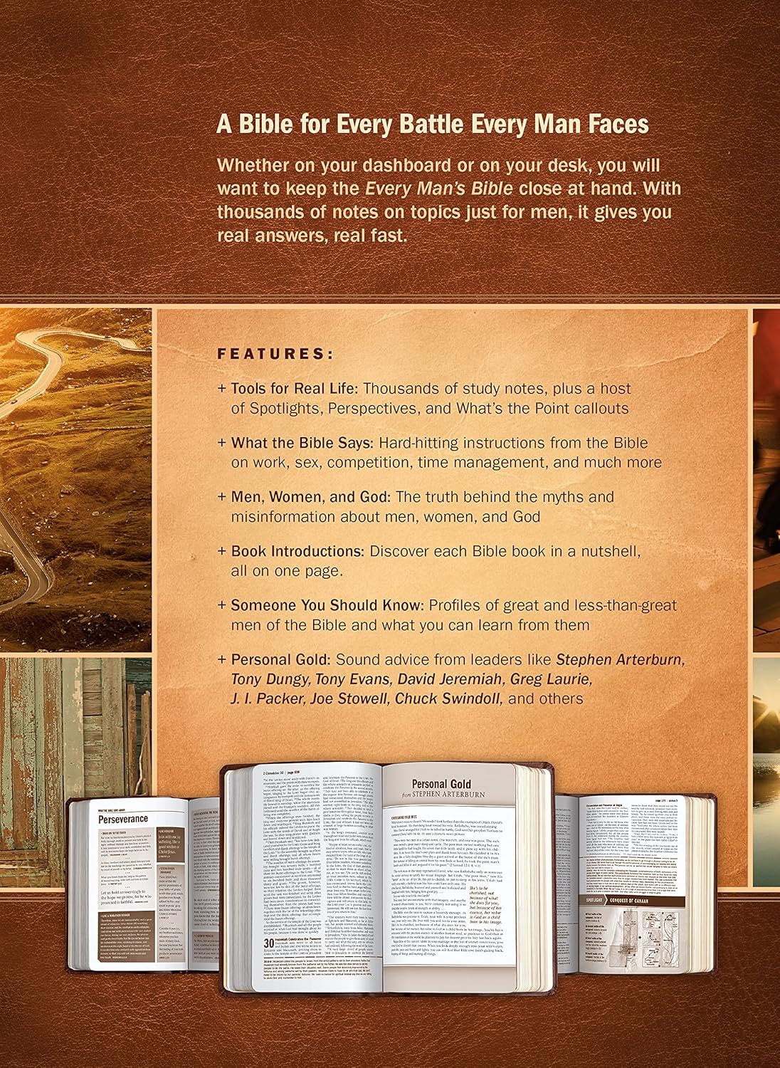 Every Man’s Bible NIV, Large Print, Deluxe Explorer Edition (LeatherLike, Rustic Brown, Indexed)
