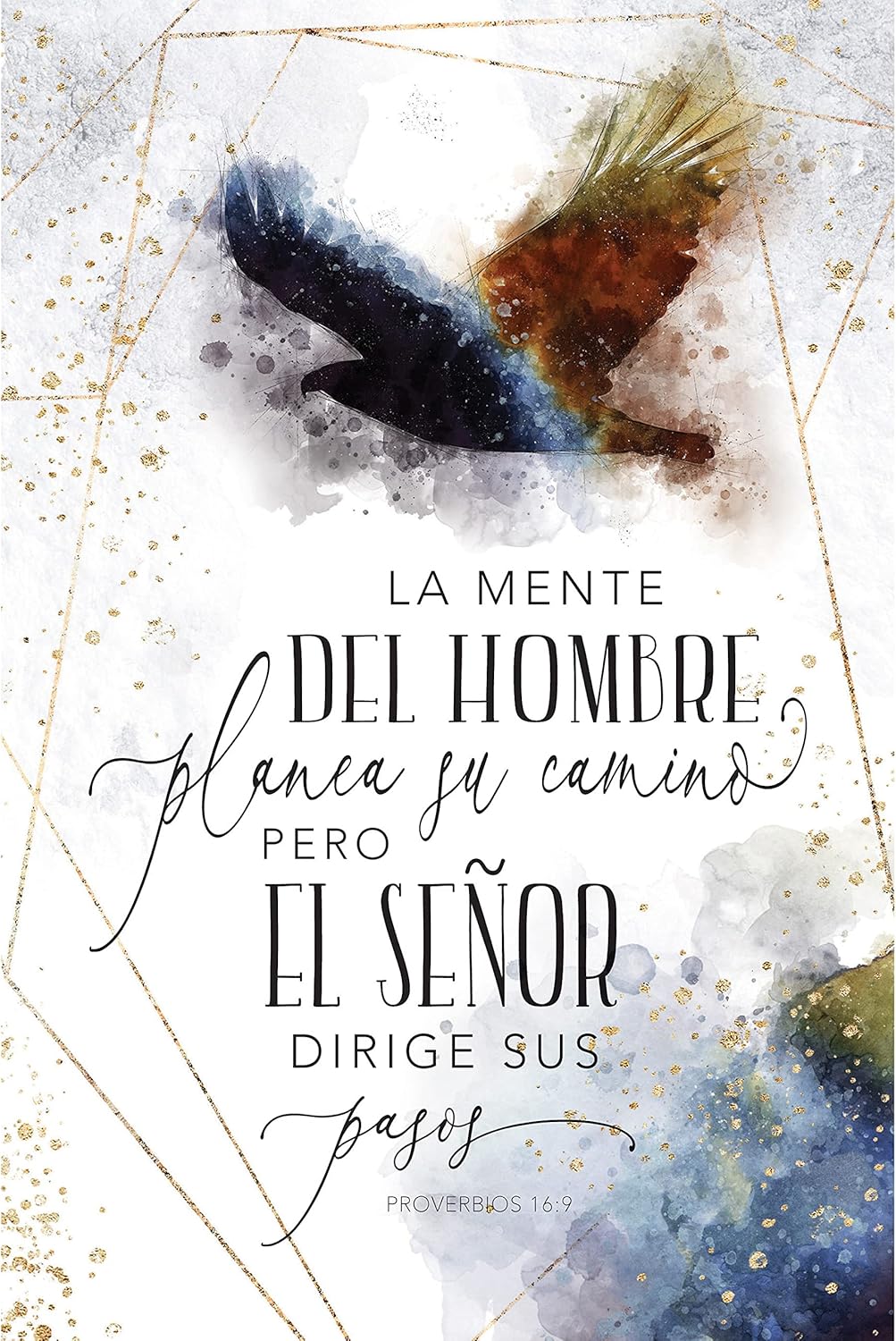 La Mente Del Hombre - Proverbs 16:9 A Man's Mind - Inspirational Saying in Spanish 6x9 Wood Plaque