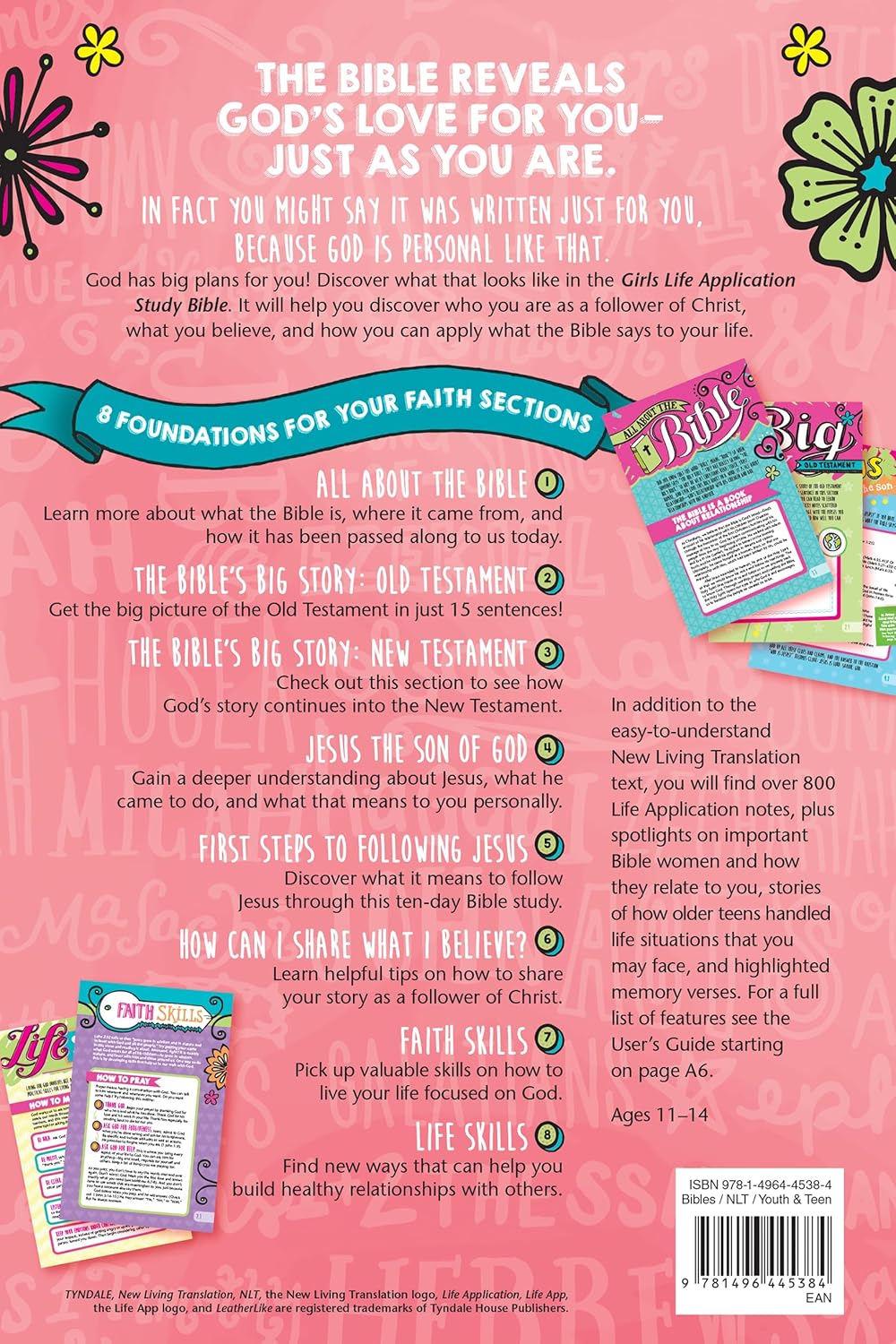 NLT Girls Life Application Study Bible (Leatherlike, Teal/Pink Flowers)