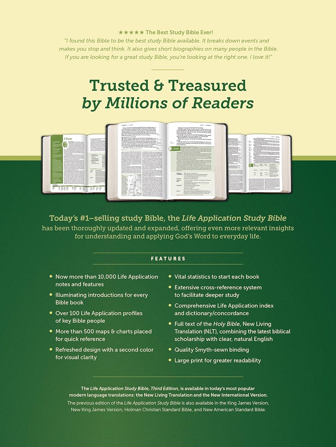 Tyndale NLT Life Application Study Bible, Third Edition, Large Print (LeatherLike, Black/Onyx, Red Letter)