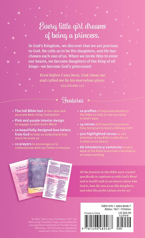 My Beautiful Princess Bible NLT (Leatherlike, Pink Sparkles)