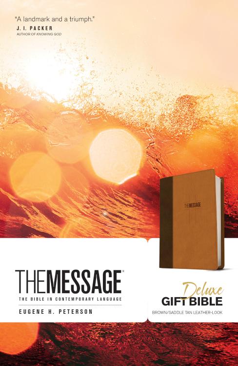 The Message Deluxe Gift Bible, Brown/Saddle Tan Leather
