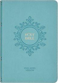 KJV Holy Bible, Compact Large Print Faux Leather Red Letter Edition, Aqua Blue