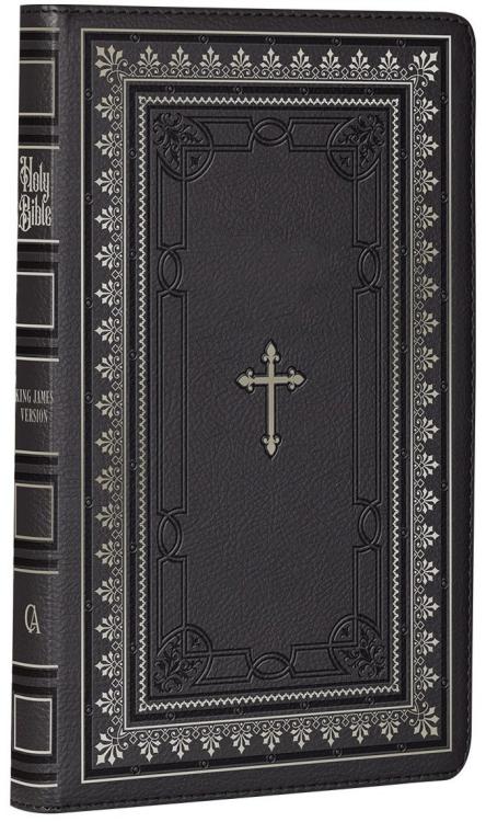 Black Framed Faux Leather King James Version Deluxe Gift Bible with Thumb Index