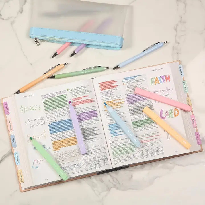 Mr. Pen Aesthetic Highlighters and Pens No Bleed, 12 Pack