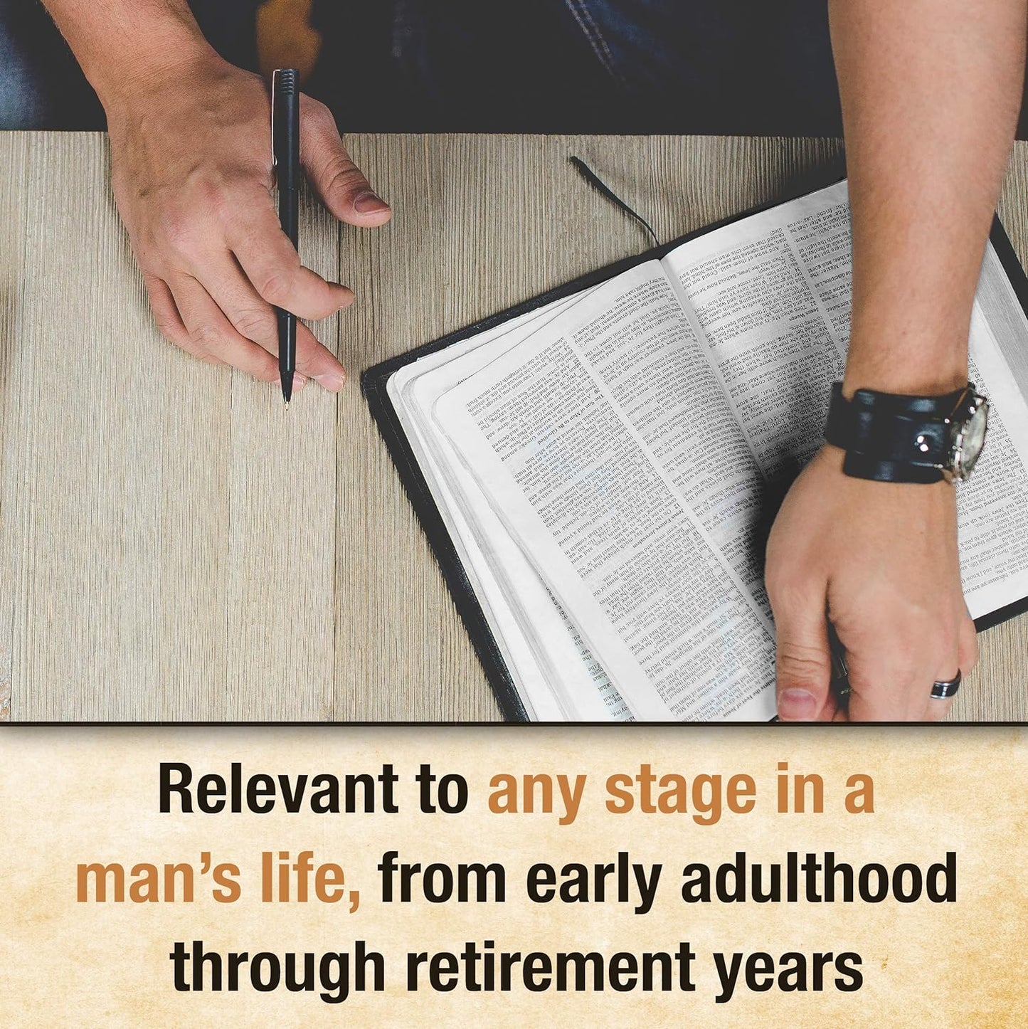 Every Man's Bible NIV, Large Print (LeatherLike, Cross Saddle Tan) Imitation Leather – Large Print