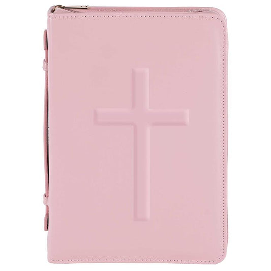 Pink Embossed Cross Bible Case, XL
