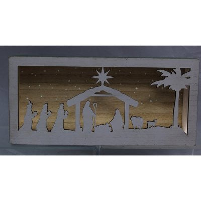 Nativity 2 Sided Wood LED Sign