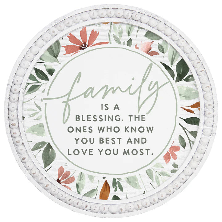 Family Blessing Floral- Beaded Art Round