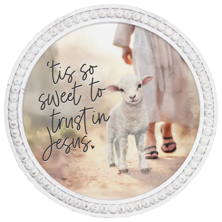 Tis So Sweet Lamb- Beaded Art Round