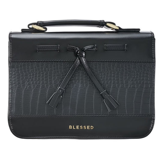 Bible Cover Fashion Black Blessed Badge, Medium