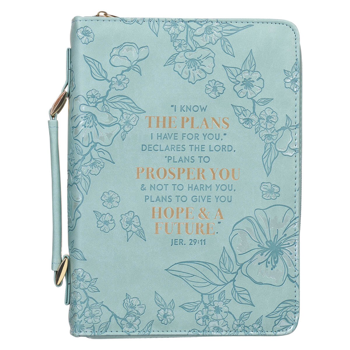 Plans to Prosper You Teal Faux Leather Fashion Bible Cover – Jeremiah 29:11, Large