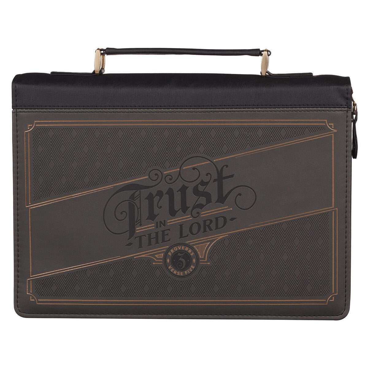 Bible Cover Classic Gray/Black Trust in the Lord Prov. 3:5 Large