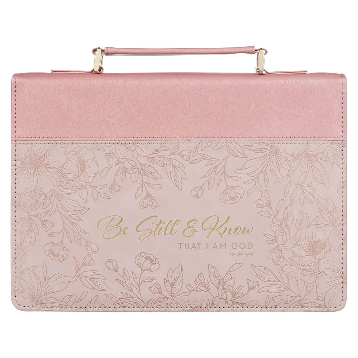 Be Still and Know Pink Floral Faux Leather Fashion Bible Cover - Psalm 46:10, Large