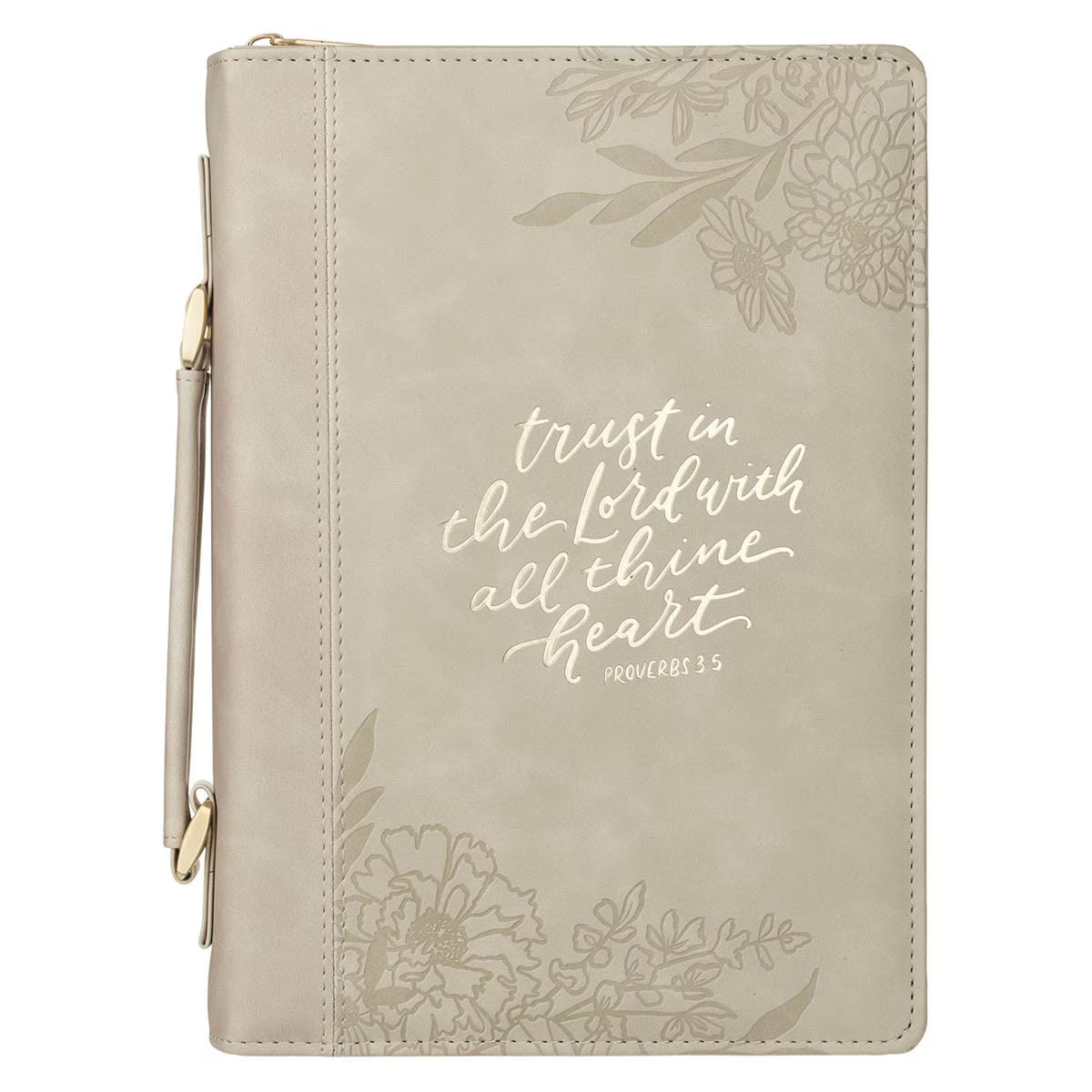 Trust in the Lord Taupe Faux Leather Fashion Bible Cover - Proverbs 3:5, Medium
